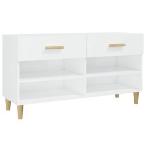 vidaXL Botn&iacute;k leskl&yacute; biely 102x35x55 cm spracovan&eacute; drevo
