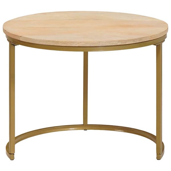 vidaXL Skladacie k&aacute;vov&eacute; stoly 3 pcs Mas&iacute;vny mangovn&iacute;kov&yacute; drevo a oceľ