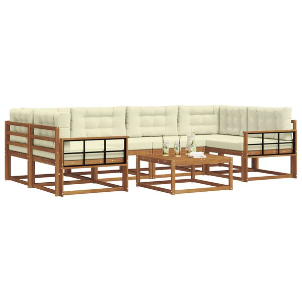 vidaXL Z&aacute;hradn&aacute; s&uacute;prava gaučov s vank&uacute;&scaron;om 7 pcs Pr&iacute;rodn&aacute; a kr&eacute;mov&aacute;