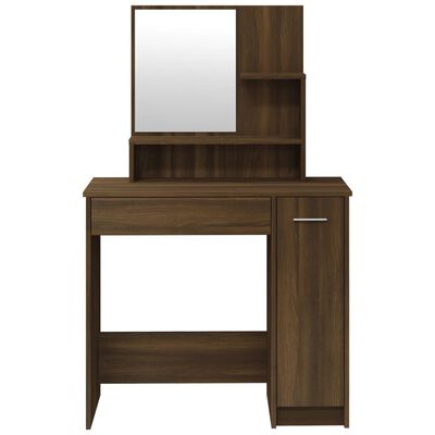 vidaXL Toaletný stolík so zrkadlom hnedý dub 86,5x35x136 cm