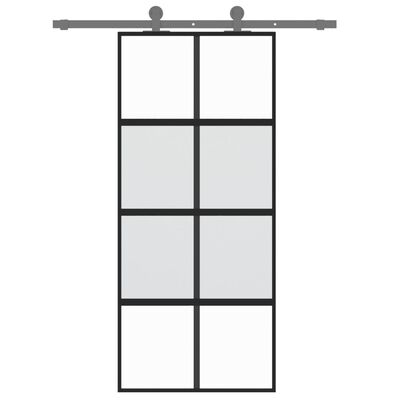 vidaXL Posuvné dvere čierne 90x205 cm tvrdené sklo a hliník