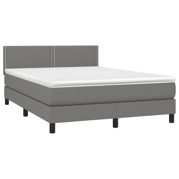 vidaXL Boxspring posteľ s matracom tmavosiv&aacute; 140x190 cm l&aacute;tka