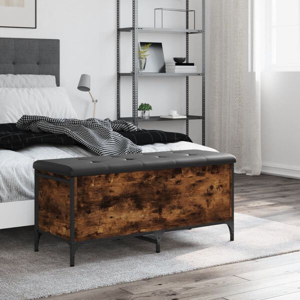 vidaXL &Uacute;ložn&aacute; lavička dymov&yacute; dub 102x42x45 cm kompozitn&eacute; drevo