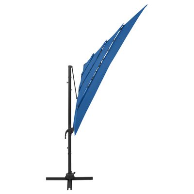 vidaXL 4-stupňový slnečník s hliníkovou tyčou azúrovo-modrý 250x250 cm