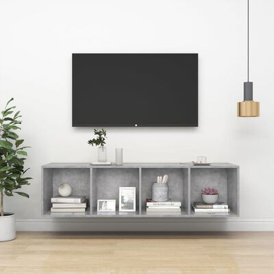 vidaXL Nástenná TV skrinka, betónová 37x37x142,5 cm, kompozitné drevo