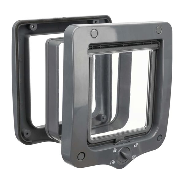 TRIXIE Štvorité prechodné dvierka pre mačky s 2 tunelmi sivé