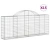 vidaXL Obl&uacute;kov&eacute; gabionov&eacute; ko&scaron;e 15ks 200x30x80/100cm pozinkovan&eacute; železo
