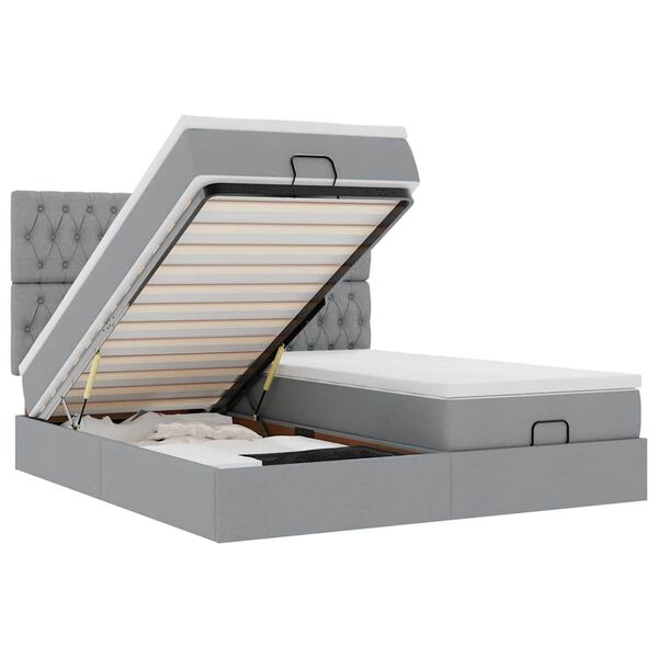 vidaXL Osmansk&yacute; r&aacute;m postele s matracmi svetlosiv&aacute; 200x200 cm l&aacute;tka