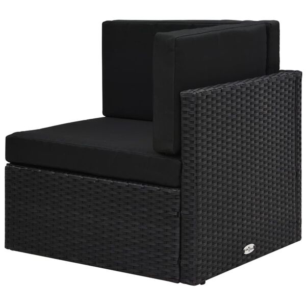 vidaXL Sektorová rohová pohovka čierna polyratanová