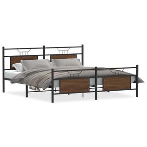 vidaXL Kovov&yacute; posteľn&yacute; r&aacute;m bez matraca hned&yacute; dub 160x200 cm