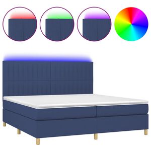 vidaXL Posteľ boxsping s matracom a LED modr&aacute; 200x200 cm l&aacute;tka