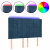 vidaXL Čelo postele s LED tmavomodr&eacute; 147x16x118/128 cm zamat