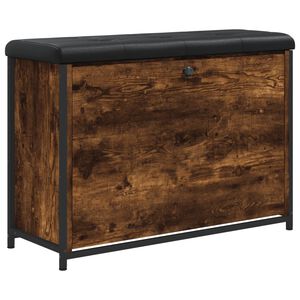 vidaXL Lavička na top&aacute;nky s vykl&aacute;pacou z&aacute;suvkou dymov&yacute; dub 82x32x56 cm
