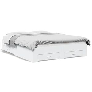 vidaXL Posteľn&yacute; r&aacute;m so z&aacute;suvkami biely 140x200 cm kompozitn&eacute; drevo