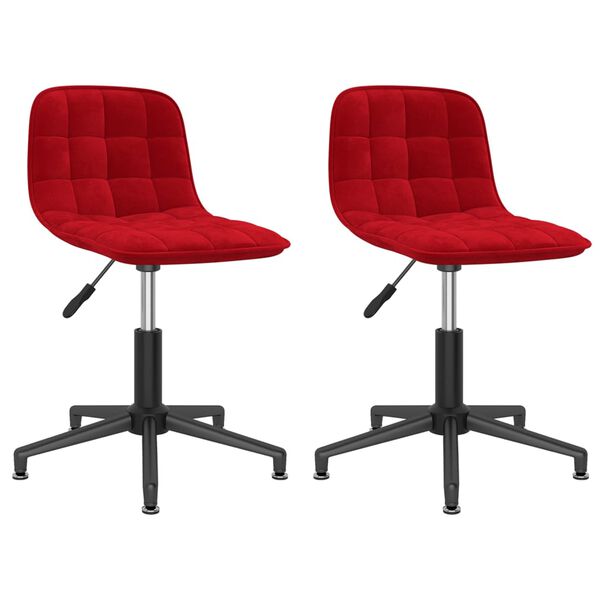 vidaXL Otočn&eacute; jed&aacute;lensk&eacute; stoličky 2 ks v&iacute;novo-červen&eacute; zamatov&eacute;