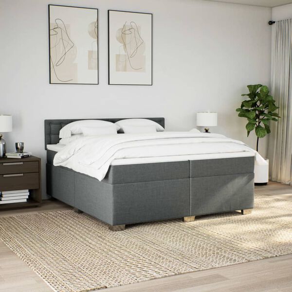vidaXL Boxspring posteľ s matracom tmavosiv&aacute; 200x200 cm l&aacute;tka