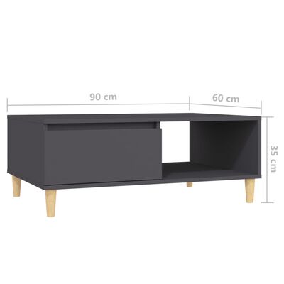 vidaXL Konferenčný stolík sivý 90x60x35 cm drevotrieska