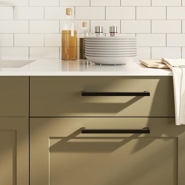 vidaXL Rukov&auml;te na skrinku 5 ks čierne 224 mm nehrdzavej&uacute;ca oceľ