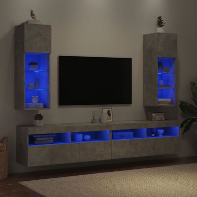 vidaXL TV skrinky s LED svetlami 2 ks betónovo sivé 30,5x30x60 cm