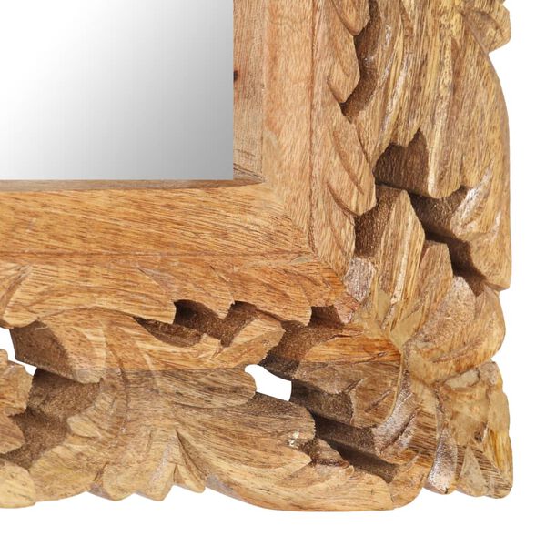 vidaXL Ručne vyrezávané zrkadlo hnedé 80x50 cm masívne mangovníkové drevo