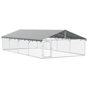 vidaXL Vonkaj&scaron;ia voli&eacute;ra pre psy so strechou 600x300x150 cm