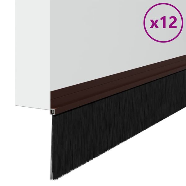 vidaXL Samolepiace tesnenia dver&iacute; s kefou 12 pcs Hned&aacute; 100 cm