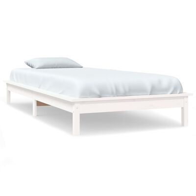 vidaXL Rám postele biely 75x190 cm malé jednolôžko masívna borovica
