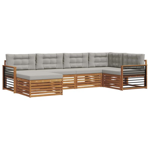 vidaXL Z&aacute;hradn&aacute; s&uacute;prava gaučov s vank&uacute;&scaron;om 6 pcs Pr&iacute;rodn&aacute; a svetlosiv&aacute;