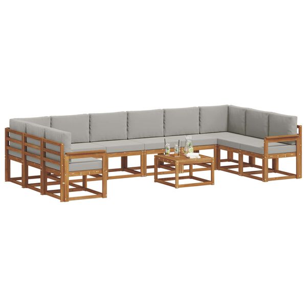 vidaXL Z&aacute;hradn&aacute; s&uacute;prava gaučov s vank&uacute;&scaron;om 11 pcs Pr&iacute;rodn&aacute; a svetlosiv&aacute;