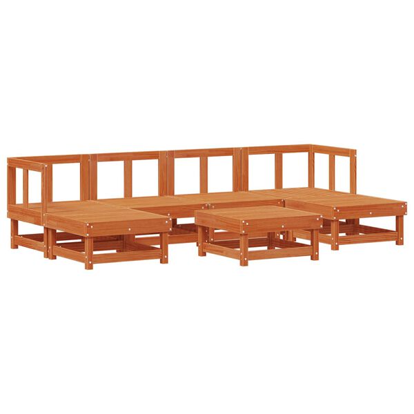 vidaXL Z&aacute;hradn&yacute; lounge set 7 pcs Voskov&aacute; Hned&aacute; Mas&iacute;vna borovica