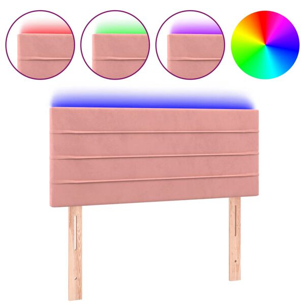 vidaXL Čelo postele s LED ružov&eacute; 80x5x78/88 cm zamat