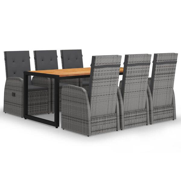 vidaXL 7-dielna z&aacute;hradn&aacute; jed&aacute;lensk&aacute; s&uacute;prava siv&aacute;