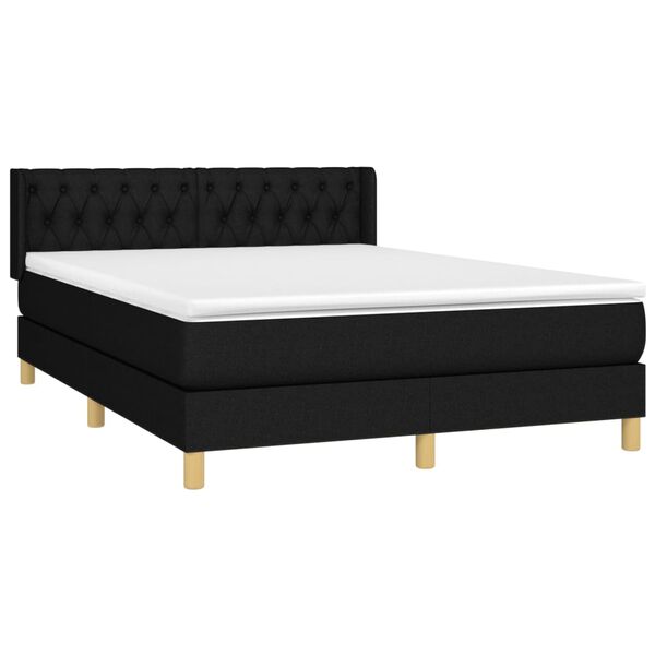 vidaXL Posteľn&yacute; r&aacute;m boxspring s matracom čierny 140x200 cm l&aacute;tka