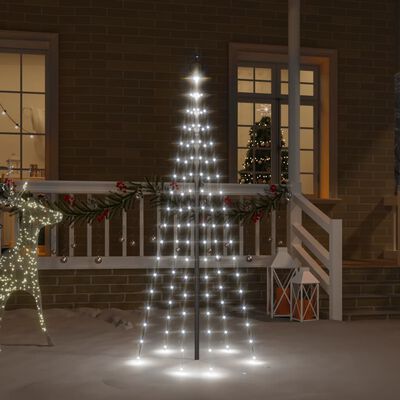 vidaXL Vianočný stromček na tyč 108 studených bielych LED 180 cm