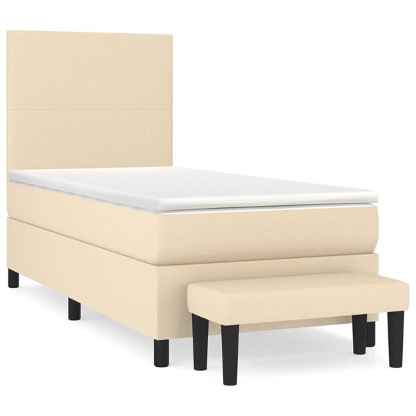 vidaXL Posteľn&yacute; r&aacute;m boxspring s matracom kr&eacute;mov&yacute; 90x190 cm l&aacute;tka