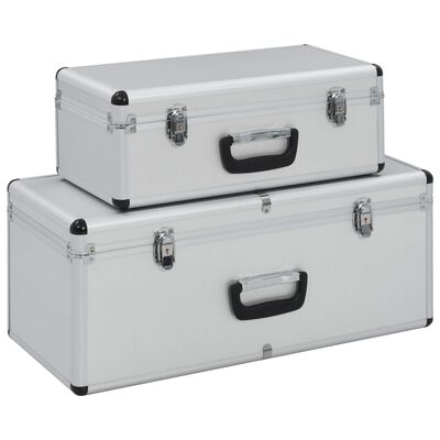 vidaXL Úložné kufríky 2 ks strieborné hliníkové