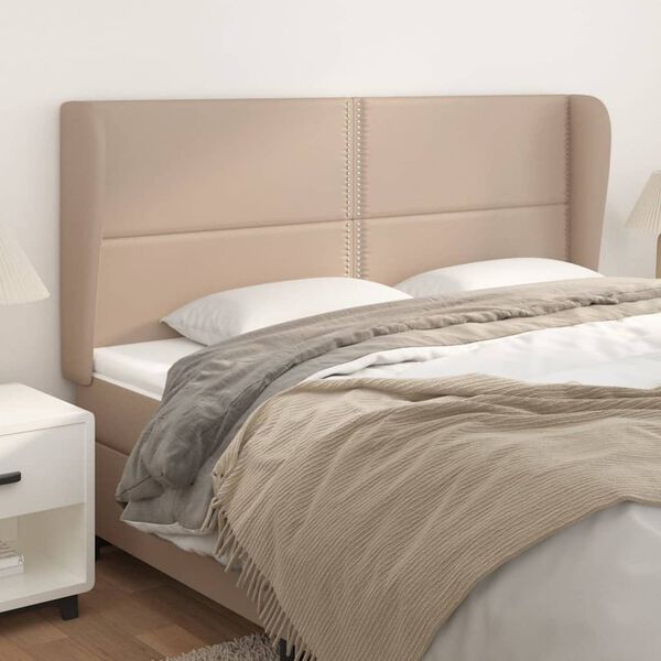 vidaXL Čelo postele so z&aacute;hybmi kapuč&iacute;nov&eacute; 183x23x118/128 cm umel&aacute; koža