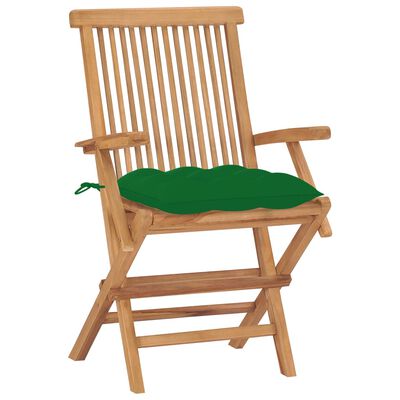 vidaXL Záhradné stoličky so zelenými podložkami 2 ks tíkový masív