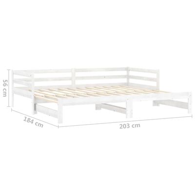 vidaXL Rozkladacia denná posteľ 2x(90x200) cm, biela, borovicový masív