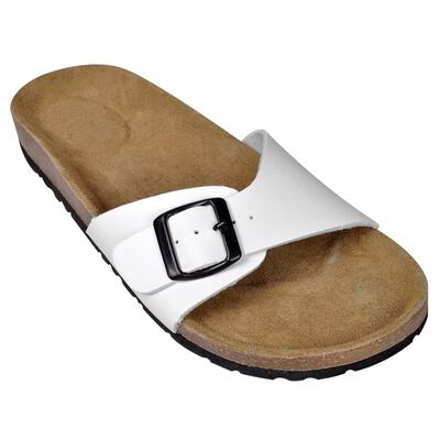 vidaXL Dámske bio korkové sandále s 1 sponou, biele, veľkosť 36