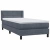vidaXL Posteľn&yacute; r&aacute;m boxspring s matracom tmavosiv&yacute; 90x220 cm zamat