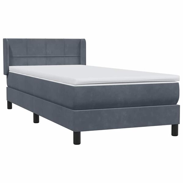 vidaXL Posteľn&yacute; r&aacute;m boxspring s matracom tmavosiv&yacute; 90x220 cm zamat