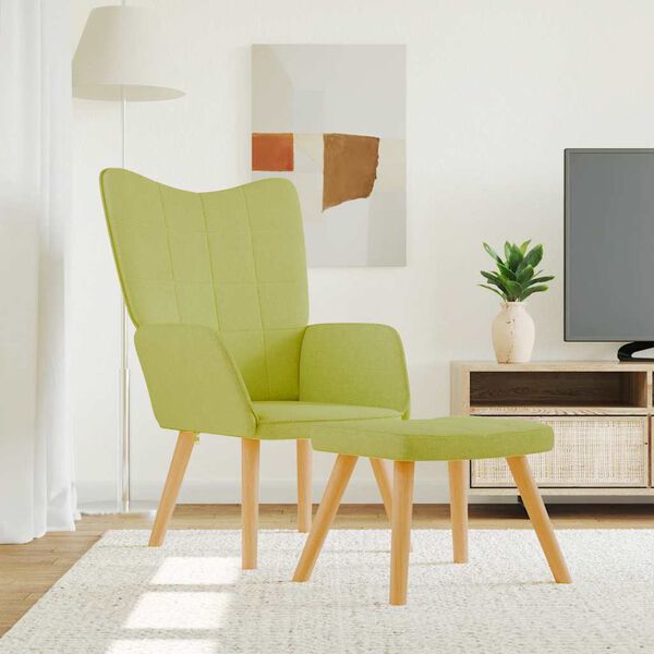 vidaXL Relaxačn&eacute; kreslo s podnožkou, zelen&eacute;, l&aacute;tka