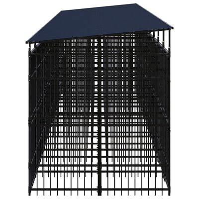 vidaXL Vonkajší koterec pre psov so strechou oceľ 18,43 m²