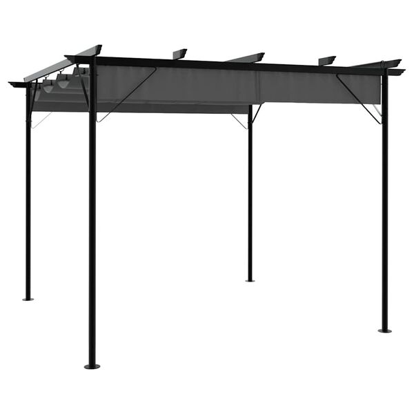 vidaXL Pergola so zaťahovacou strechou antracitov&aacute; 3x3 m oceľ 180 g/m&sup2;