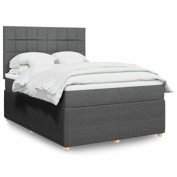 vidaXL Boxspring posteľ s matracom tmavosiv&aacute; 140x200 cm l&aacute;tka