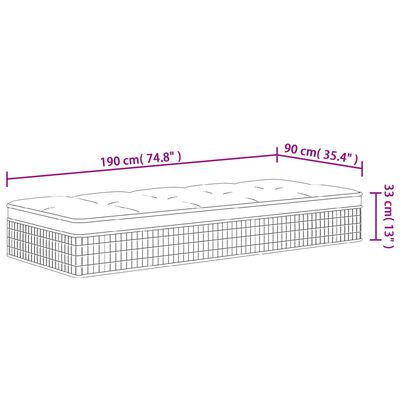 vidaXL Taštičkový pružinový matrac stredne tvrdý 90x190 cm jednolôžko