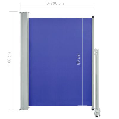 vidaXL Zaťahovacia bočná markíza na terasu 100x300 cm, modrá