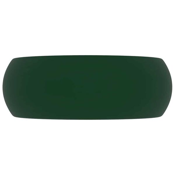 vidaXL Luxusn&eacute; um&yacute;vadlo, okr&uacute;hle, matn&eacute; tmavozelen&eacute; 40x15 cm, keramika