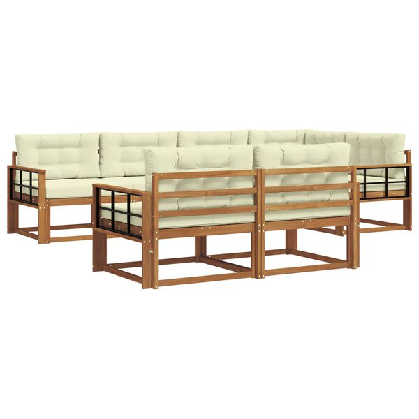 vidaXL Z&aacute;hradn&aacute; s&uacute;prava gaučov s vank&uacute;&scaron;om 7 pcs Pr&iacute;rodn&aacute; a kr&eacute;mov&aacute;